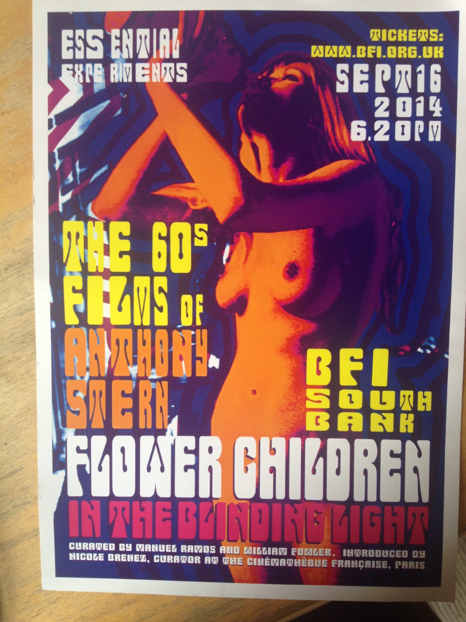 Poster for BFI film evening, Anthony Stern