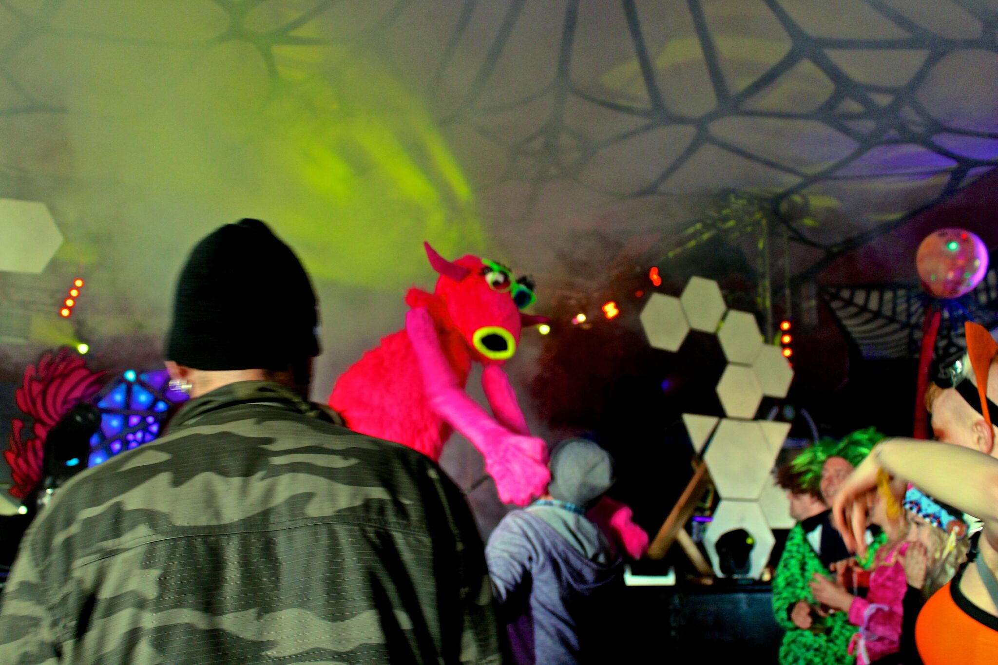 puppets in dance tent