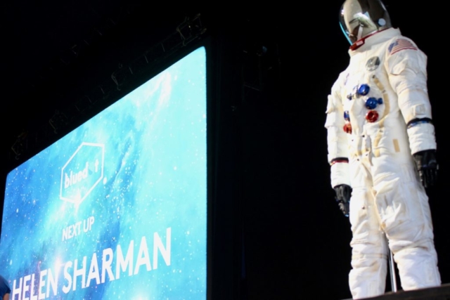 Helen Sharman and Spacesuit at Bluedot